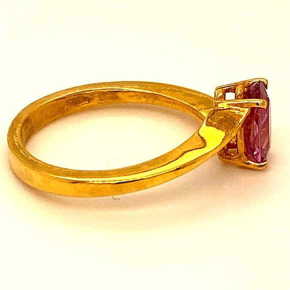 Pink Sapphire 2.51ct Solid 18K Yellow Gold Ring - Picture 4 of 7